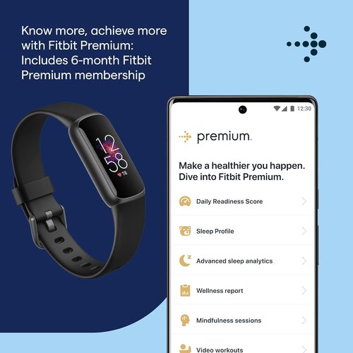 Fitbit Luxe | Fitness & Wellness Tracker with Stress Management & Sleep Tracking - Black/Graphite, One Size (S & L Bands Included)