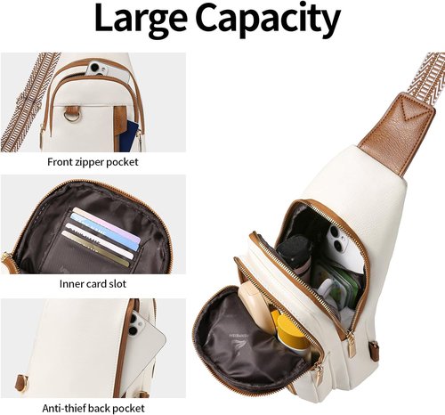 GAEKEAO Sling Bag - Stylish Vegan Leather Crossbody Fanny Pack for Travel | Versatile Chest Bag