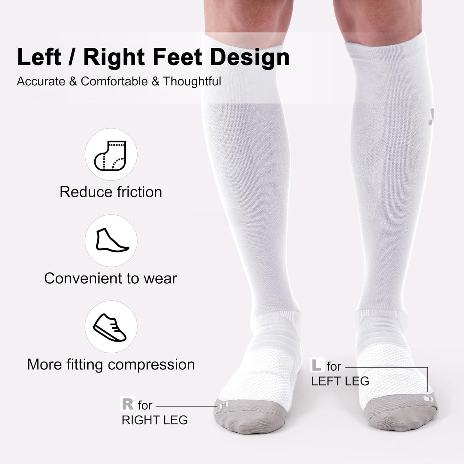 Skiennix Compression Socks - Knee High 15-20mmHg Graduated Support | 3 Pairs for Nurses & Travelers