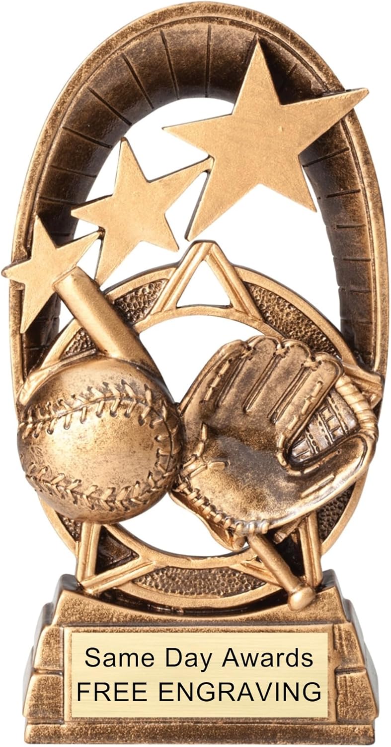 Radiant Star Trophy - Custom Engraved 6.5-Inch Award - Solid Resin Design for Sports & Events