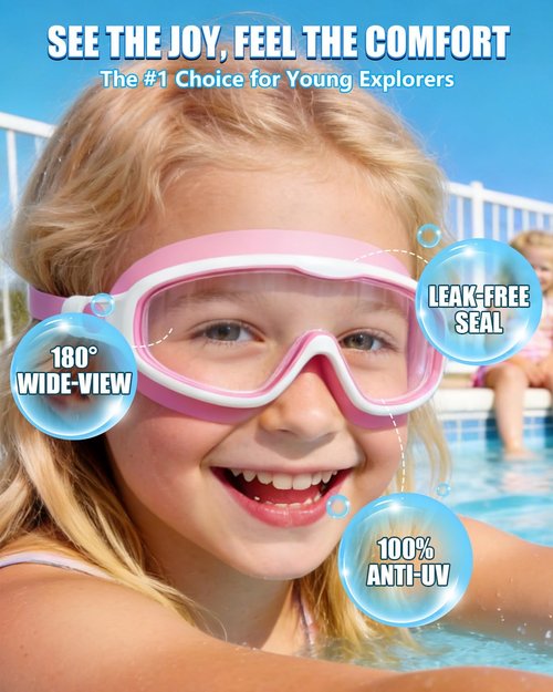 Aegend Swim Goggles for Kids | 2-Pack Wide Frame Anti-Fog & UV Protection - Clear Vision for Ages 3-14