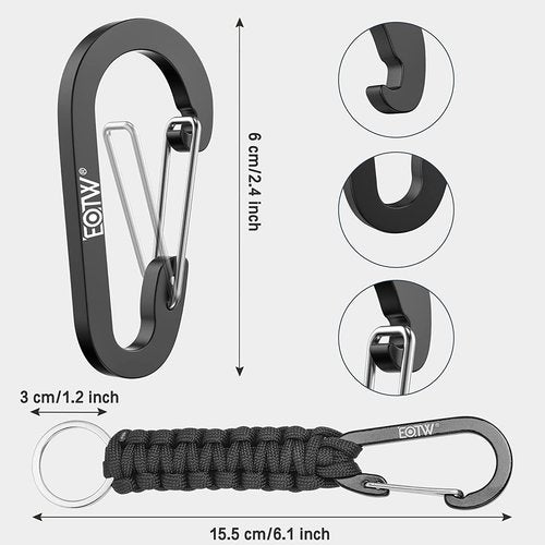 EOTW Carabiner Keychain - Durable Paracord Clip for Camping, Hiking & Fishing | Compact Organizer