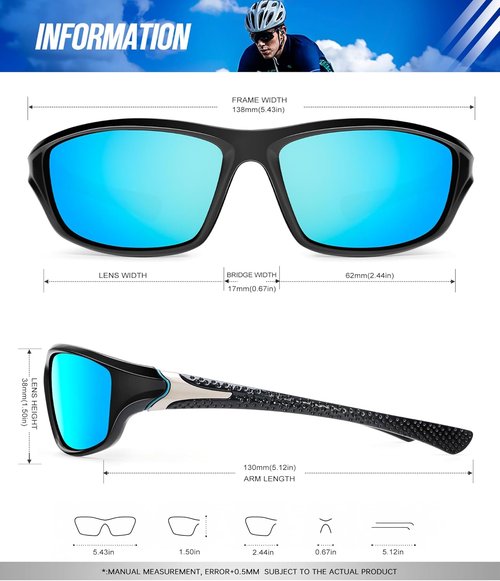 KALIYADI Polarized Sunglasses - UV Protection for Men | 4-Pack Sports Eyewear for Fishing & Cycling