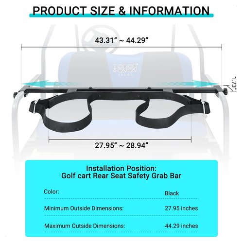 10L0L No-Drilling Golf Cart Bag Holder Bracket for 2+2 Golf Cart Rear Seat, with 1-Inch Square Tube, Adjustable Universal Golf Bag Attachment for Yamaha EZGO Club Car and Most Golf Carts