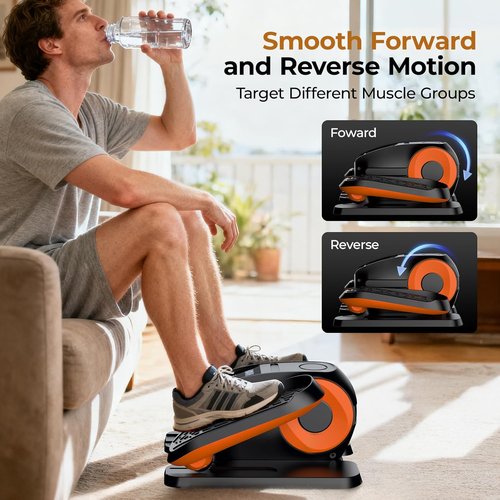 HTM Under Desk Elliptical Machine - Portable Electric Exerciser for Seniors | 12 Speeds with Remote Control