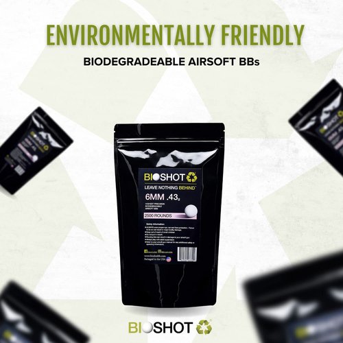 Bioshot Biodegradable Airsoft BBS - .43g Super Slick Polish - Seamless Sniper Weight Competition Match Grade for All 6mm Airsoft Guns and Accessories (2500 Rounds, White)