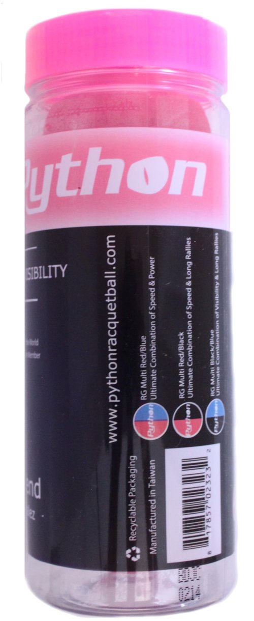Python (Pink) Racquetballs (Super Fast w/Optimal Visibility) (1-Can/3-Balls)