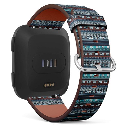 Compatible with Fitbit Versa, Versa 2, Versa Lite - Quick Release Leather Wristband Bracelet Replacement Accessory Band - Ethnic Boho Tribal