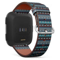 Compatible with Fitbit Versa, Versa 2, Versa Lite - Quick Release Leather Wristband Bracelet Replacement Accessory Band - Ethnic Boho Tribal