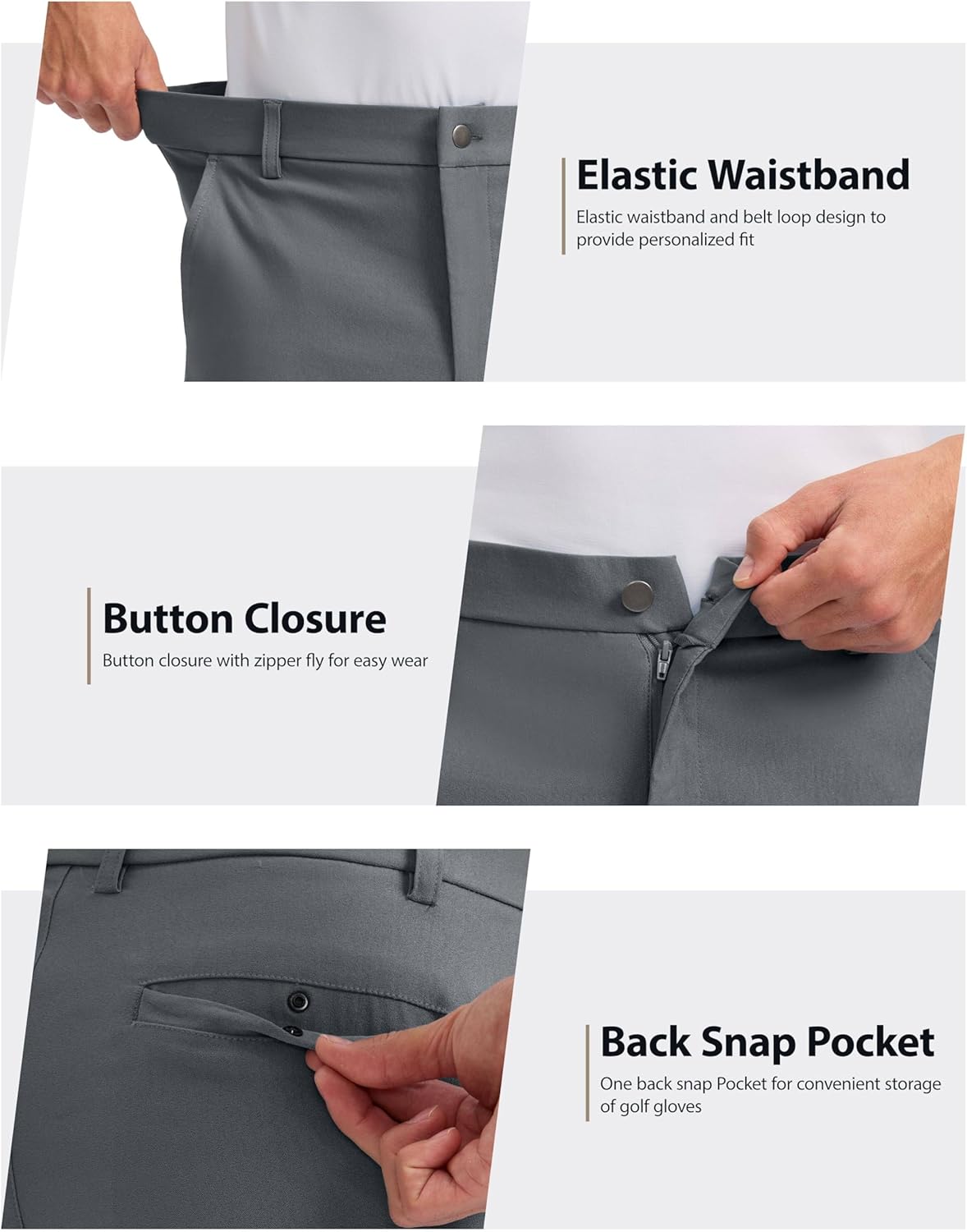 Pudolla Men's Casual Golf Shorts - Stretch Quick-Dry Dress Shorts with 4 Pockets | 7/9 Inch