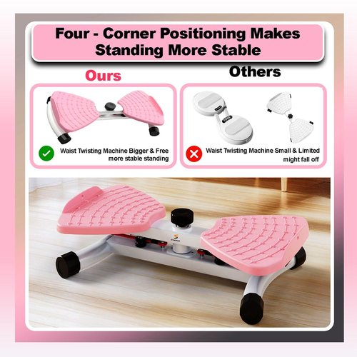 Strenvo Waist Twister Machine for Home Workout (Pink) with 5 pcs Resistance Bnads Set