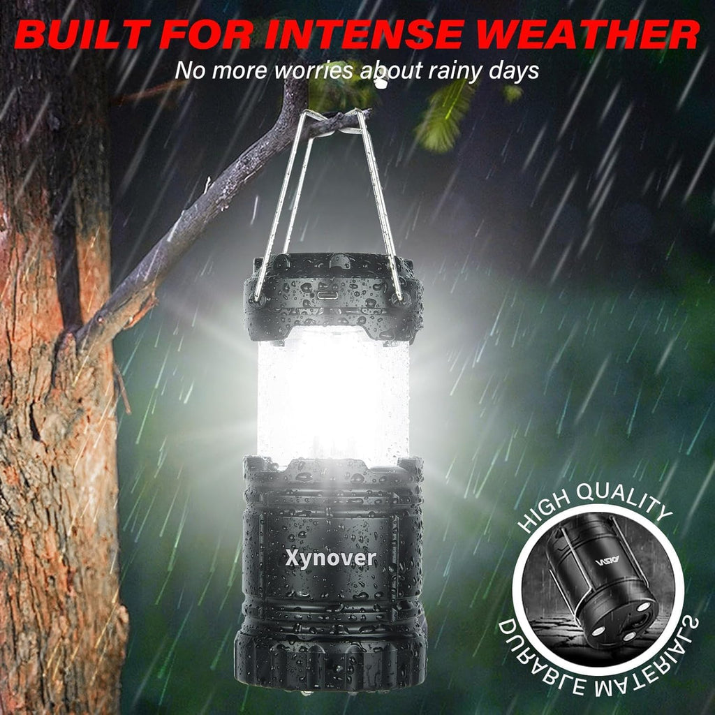 Skiennix Solar Camping Lanterns - 4-Pack Rechargeable LED with USB/Solar, Waterproof & Collapsible for Emergencies