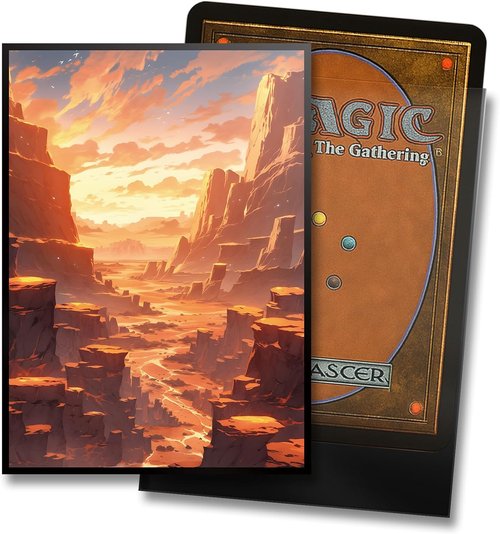 MTG Card Sleeves - Pleateau (Red White) - Ultra Clear Front & Matte Back - 100 Count Standard Size TCG Art Sleeves