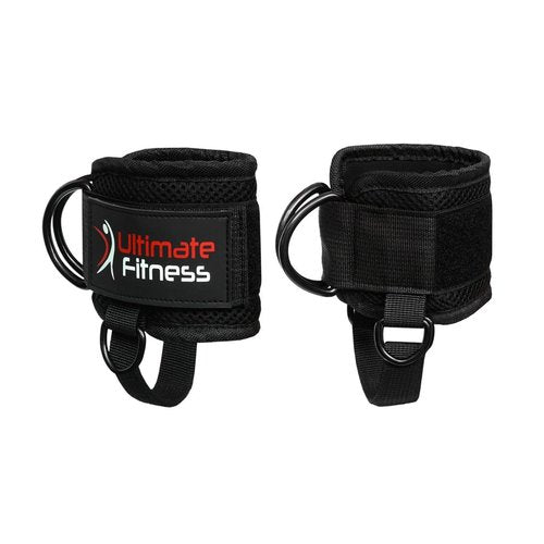 Ultimate Ankle Strap for Cable Machines - Neoprene Padded Ankle Wrist Cuffs D-Ring Glute Kickback Booty Workouts, Leg Extension & Hip Abductors (Pair)
