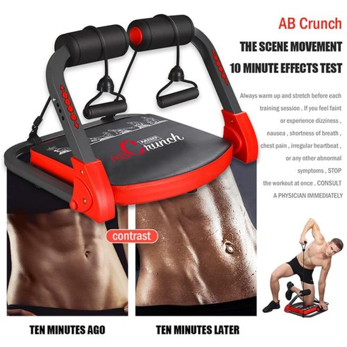 Ab Machine Ab Workout Equipment Sit Up Machine & Exercise Equipment Ab Crunch Machine for Stomach Workout Ab Core Trainer Abdominal Machine for Home Gym with Resistance Bands (Red)