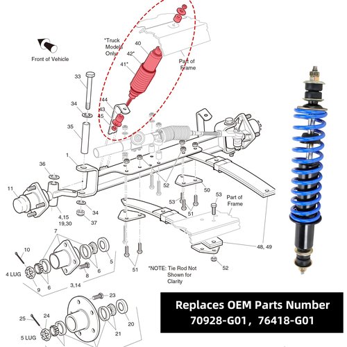 Roykaw Golf Cart Front/Rear Shock Absorber Kit Heavy Duty Coil Over Shocks Compatible with EZGO TXT/Medalist 1994-up Gas & Electric Models, 2 Packs, OEM# 70928-G01, 76418-G01, 70630-G01