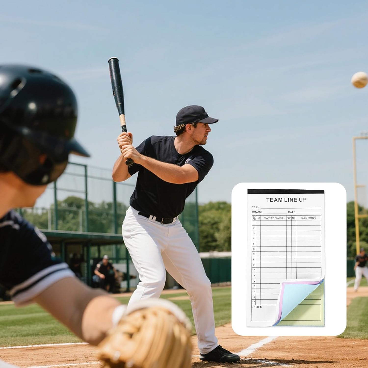 Regine Switzerland Baseball/Softball Lineup Cards - 120 Pages, 4-Part Carbonless Copies, 16 Player Roster