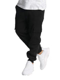 Southpole Men’s Basic Active Cargo Jogger Pants - Fleece & Tech Nylon, Black, Large