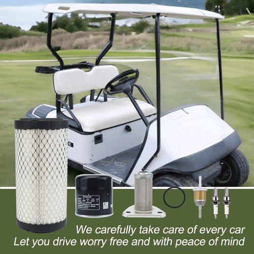 RARAYC Golf Cart Tune Up Kit Compatible with EZGO ST350 Workhorse 1996-Up, TXT 2005-2009, RXV 2008-Up OEM# 72084G01, 26591G01, 28463G01 Includes Fuel/Oil/Air Filters, Spark Plugs & O-Ring