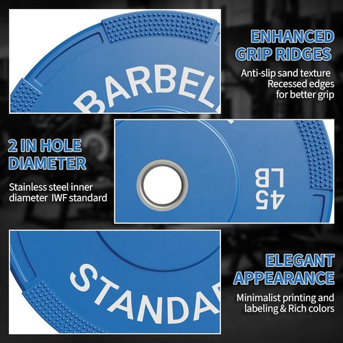 Mikolo Olympic Weight Plates - Enhanced Grip Bumper Plates for Strength Training | 2 Inch Size