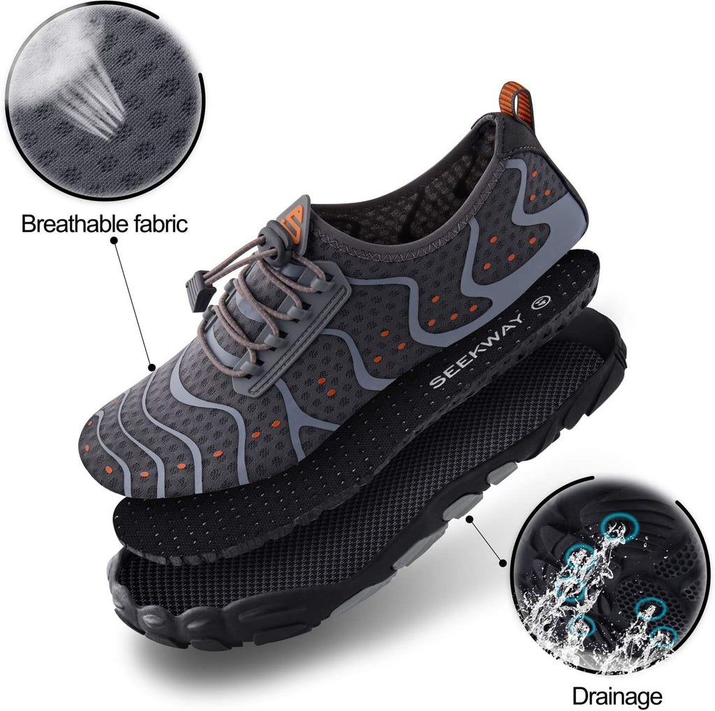 SEEKWAY Water Shoes - Quick-Dry Barefoot Aqua Footwear for Beach, Pool, and Hiking | Gray SP001