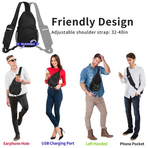 OSOCE S Size Sling Bag Fits 9.7in iPad, Anti-Theft Crossbody Chest Bag for Men & Women, Water Resistant with RFID Pocket