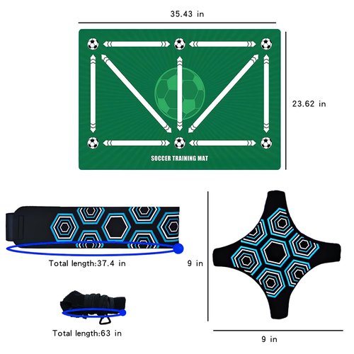 Soccer Training Mat, Football mat Training Equipment Includes Premium Anti-Slip Soccer Socks Improve Agility and Coordination,Anti-Slip Silent Absorption Soccer Footwork Mat (Green)