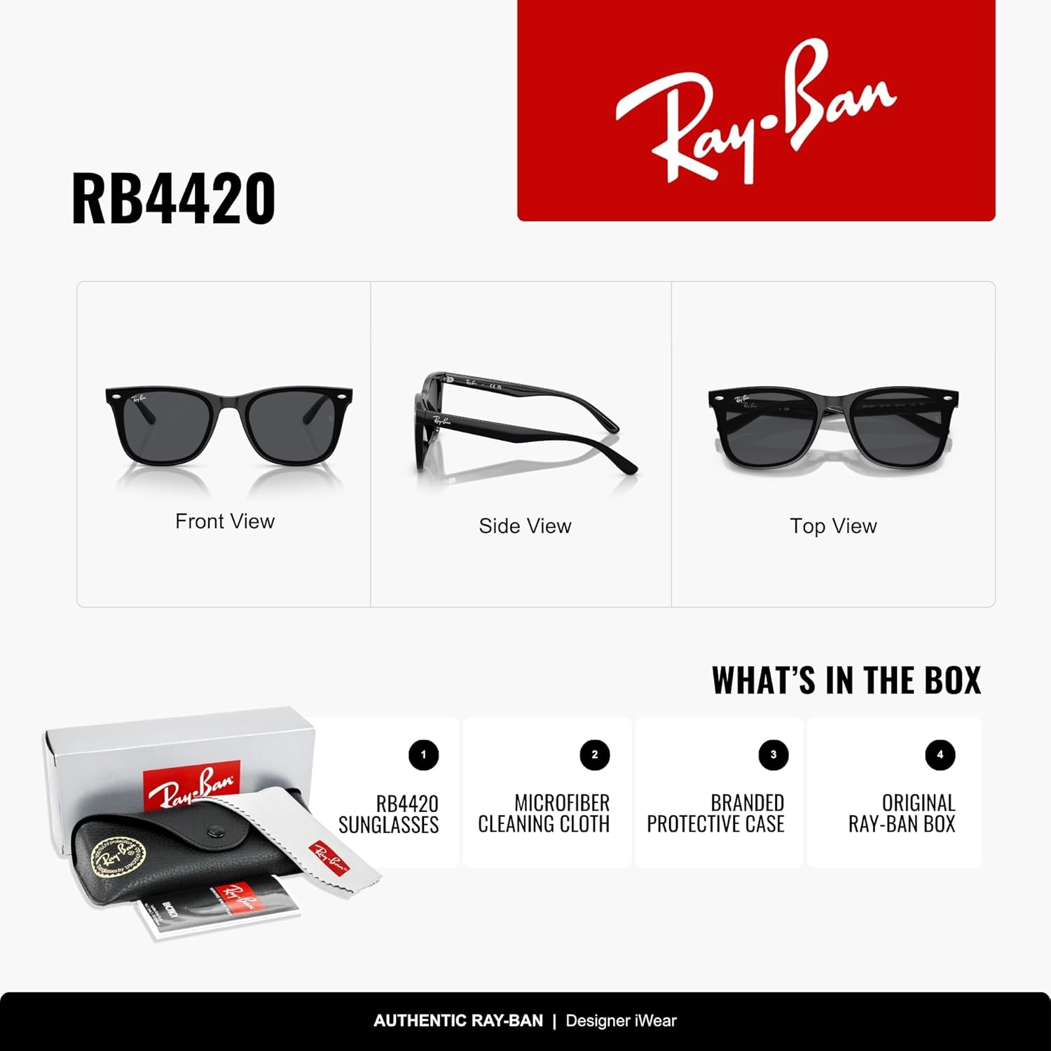 Ray-Ban Women's Square Sunglasses - Stylish UV Protection | RB4420 Model