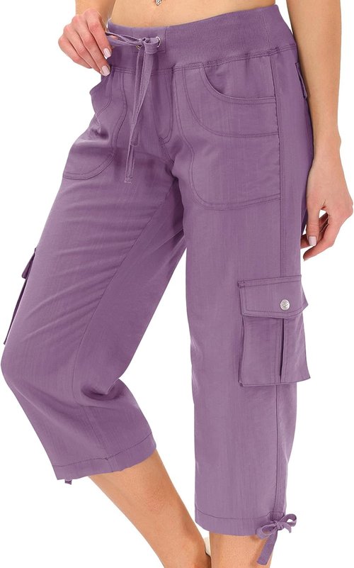 MoFiz Women's Capri Pants - Lightweight Casual Capris with Pockets for Hiking | Loose Fit & Dressy Style