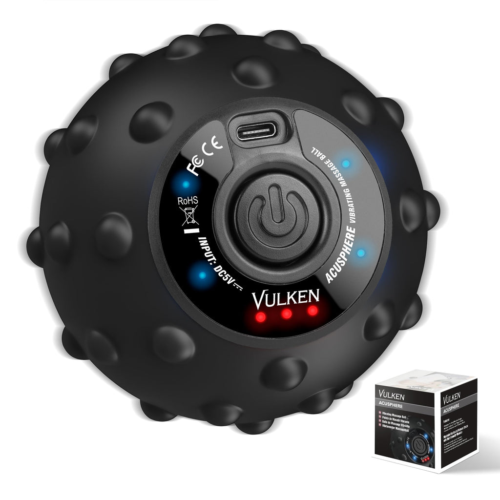 Vulken 4 Speed High Intensity Vibrating Massage Ball with USB Charging for Muscle and Deep Tissue, Plantar Fasciitis Pain Relief, Myofascial Release and Trigger Point Treatment for Back