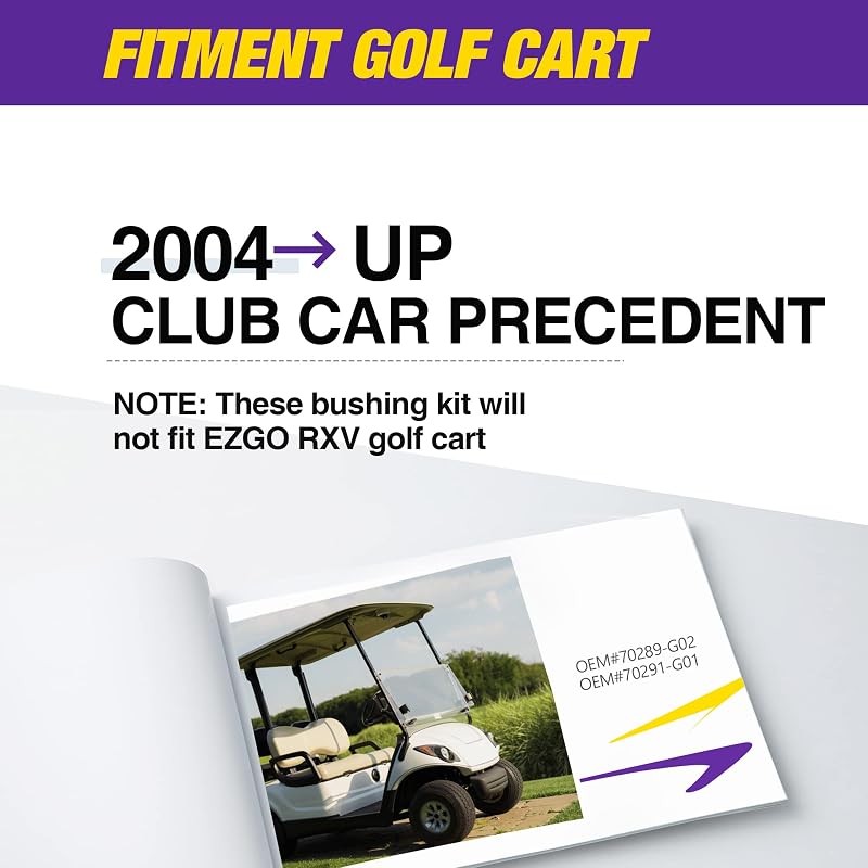 Polyurethane Rear Bushing Set for Club Car Precedent (2004-2026) - 12Pcs Kit with Sleeves