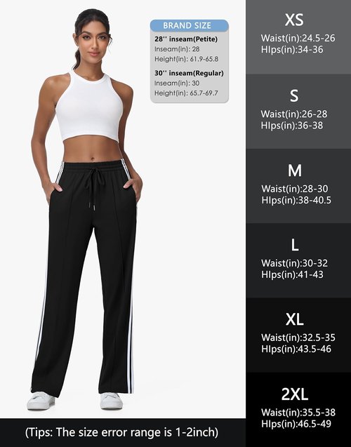 MIVEI Women's Athletic Track Pants - Loose Fit Sweatpants with Zipper Pockets | Available in 28-34 Inseam