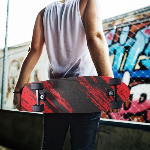 ElliTarr Skateboard Grip Tape Sheet 44 x 10 Inch Longboard Grip Tape Griptape Skateboard Scooter Sandpaper Griptape Red and Black