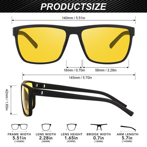 RSQQAV Night Vision Glasses for Men Night Driving Cycling Glasses Reduce Glare and Enhance Vision Lightweight Frame