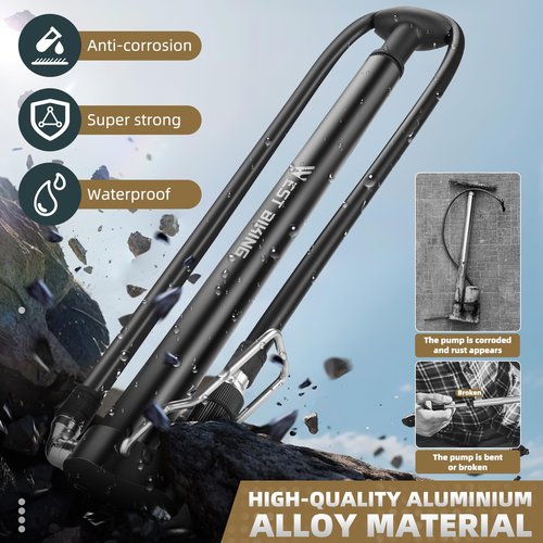 CYCLESPEED Mini Bike Pump Portable Bicycle Pump, Aluminum Alloy 160PSI Floor Bike Pump Fits Presta And Schrader Valves, Lightweight Air Bike Tyre Pump for Road Mountain Bike Balls