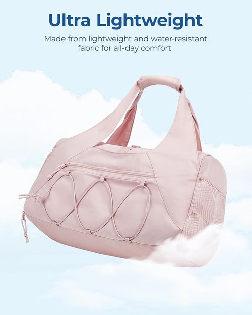 BAGSMART Gym Bag - Lightweight Duffel with Shoe Compartment & Wet Pocket for Yoga | Pink