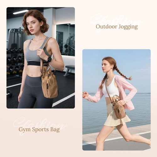 GOLF QUALITY Large Water Bottle Bag for 32/40/42//64oz Water Bottle,Casual Drawstring Crossbody Water Cup Bag,Brown