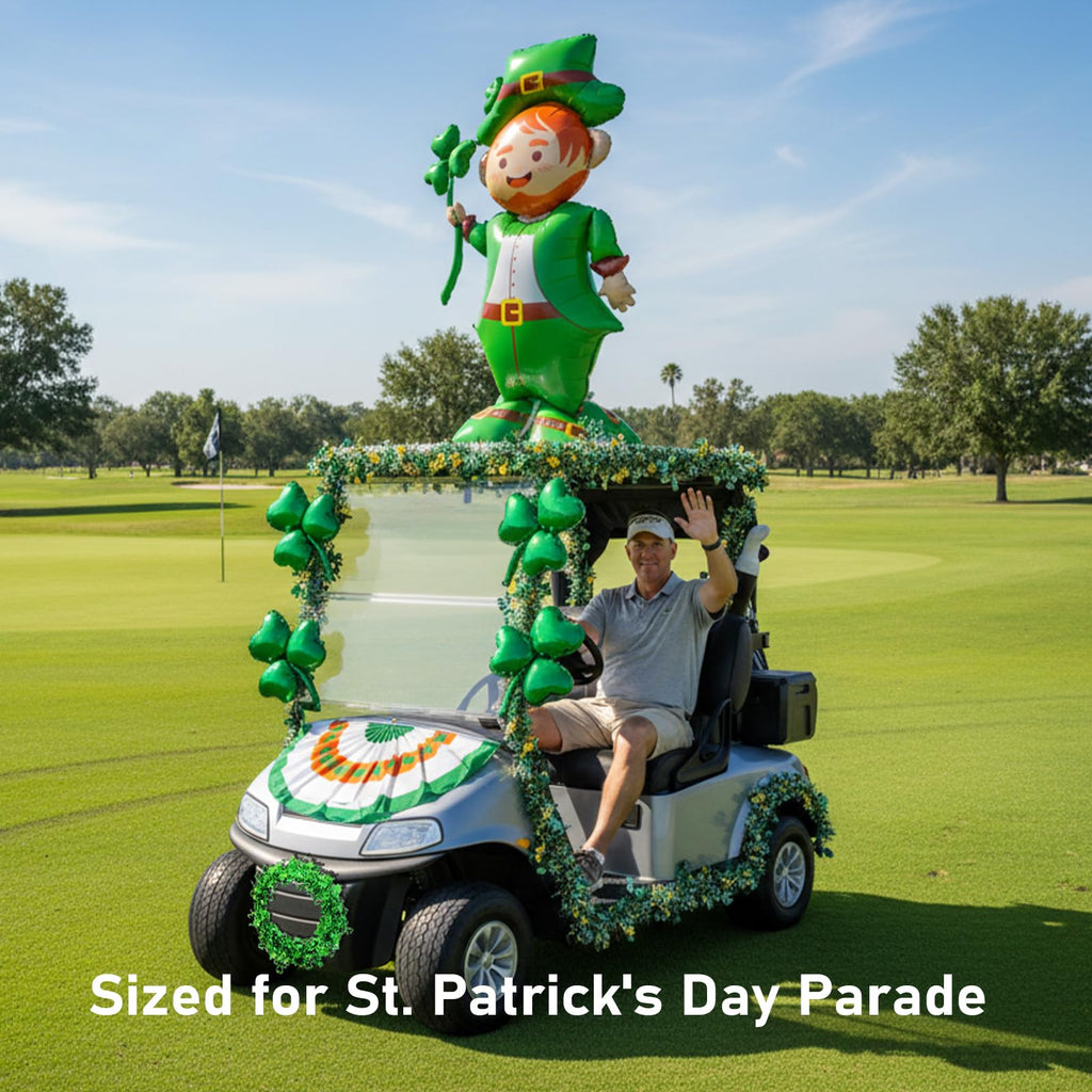 St. Patrick's Day Golf Cart Decorations Kit, St. Patrick Parade Car Decorations, Parade Car Accessories with Shamrock Garland, St Patricks Day Accessories