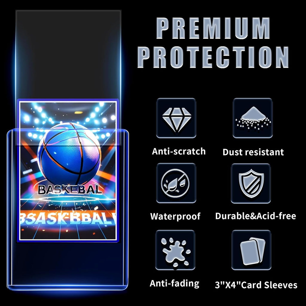 Skiennix 400 Card Sleeves - Premium Hard Plastic Protectors for Baseball & Football Cards | 3" x 4" Size