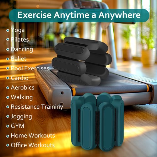 Adjustable Wrist & Ankle Weights Set of 2(1Lbs Each), Premium Silicone Wearable Weight Bracelets, Fits for Yoga, Pilates, Home Gym Workout, Dance, Pool Exercises, Jogging, Cardio, Strength Training (Green)