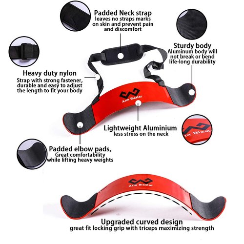 Arm Blaster Bicep Curl Thick Aluminum Adjustable Bodybuilding Bicep Isolator Pink,Barbell Curl Assistant Arm Curl Bar (Red)