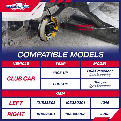 SUPGCPER Club Car Brake Assembly, Golf Cart Rear Brake Cluster Fit Club Car DS & Precedent 1995-UP, Tempo 2018-UP, Driver and Passenger Side, Club Car Brake Kit OEM Replace# 101823301, 103380202