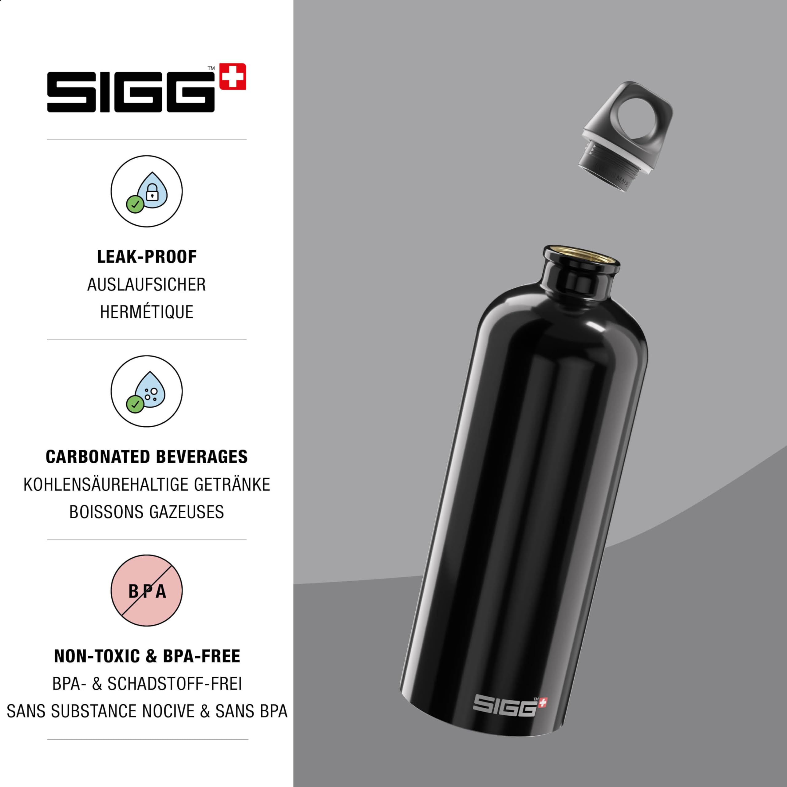 Sigg - Recycled Metal Water Bottle - Traveller - Made in Switzerland - Carbonated Drinks - BPA-Free - 34 Oz