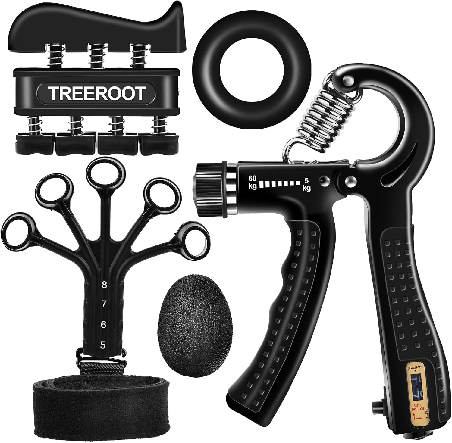 Skiennix Grip Strength Trainer Kit - 5PCS Hand Gripper & Forearm Exerciser Set for Stress Relief
