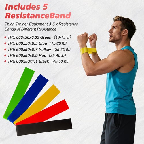 CYFIE Thigh Trainer for Women Men, Adjustable Inner Thigh Exerciser 0-135LBS, Thigh Toner & Booty Trainer with 5 Bands, Pelvic Floor Trainer & Kegel Exerciser Male, Home Gym Thigh Workout Equipment