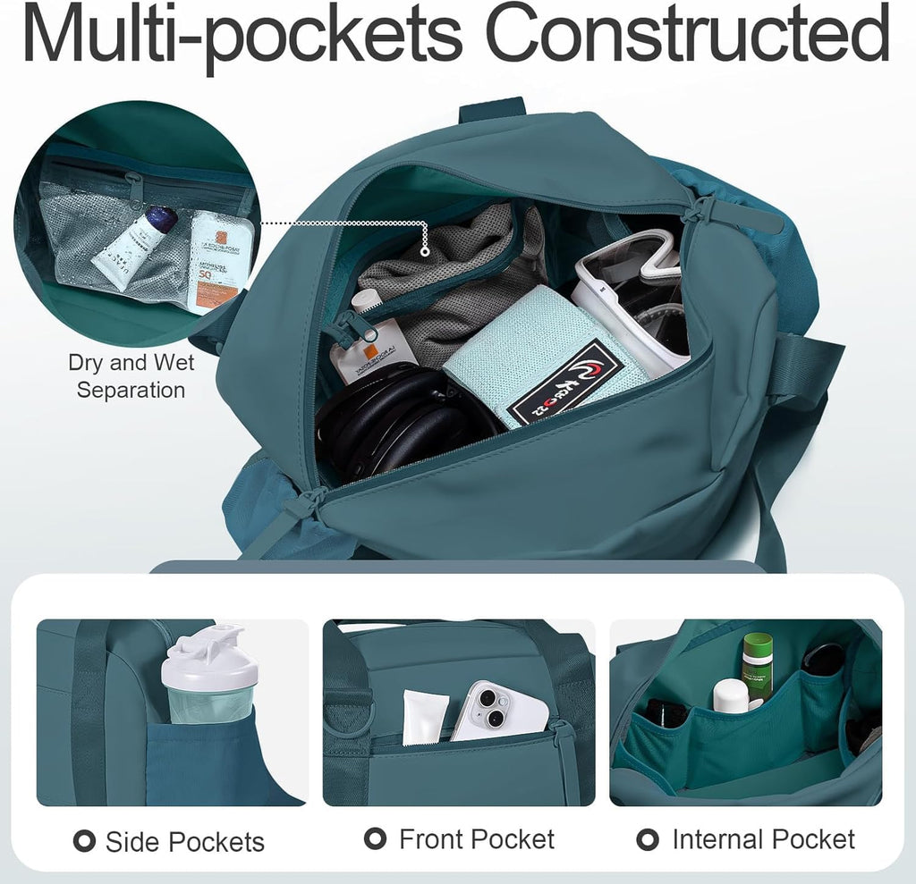 Skiennix Mini Gym Bag - Waterproof Travel Duffle with Wet Compartment for Women & Girls