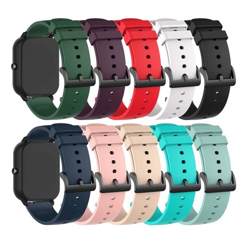 E ECSEM 10PACK Bands Compatible with Amazfit Active 2/Active/GTR Mini/GTS/Bip 3 Replacement Straps 20MM Classic Soft Silicone Flexible Lightweight Breathable Wristbands