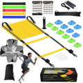 Speed Agility Training Equipment Set, Agility Ladder 20ft, 12 Football Cones, Resistance Running Parachute, Jump Rope, 5 Resistance Bands, Football Soccer Basketball Fitness Drills for Kids Adults
