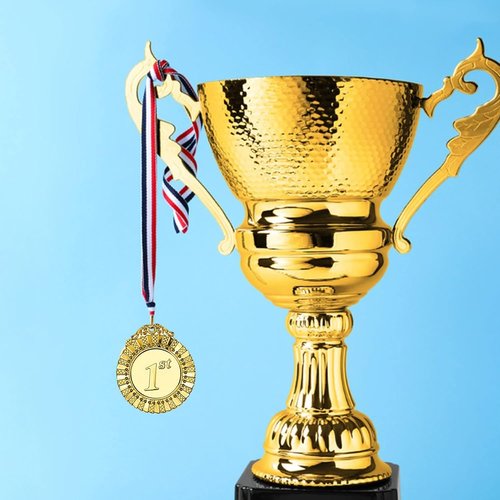 MOMOONNON 12-Piece Metal Award Medals Set - Gold, Silver, Bronze with Red, White, Blue Ribbons | 2 Inch