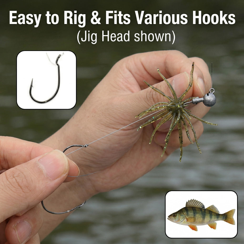 Soft Sea Urchin Bait, Bass Fishing Bait, Soft Artificial Sea Urchin Lures for Shore, Trout, River, Lake, Saltwater, Freshwater (Brown 6pcs)